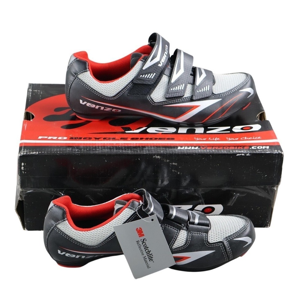 Road Cycling Shoes Womens 9‎ Mens 7.5 Venzo Biking Riding Shoes SH-R07B- 3 strap
